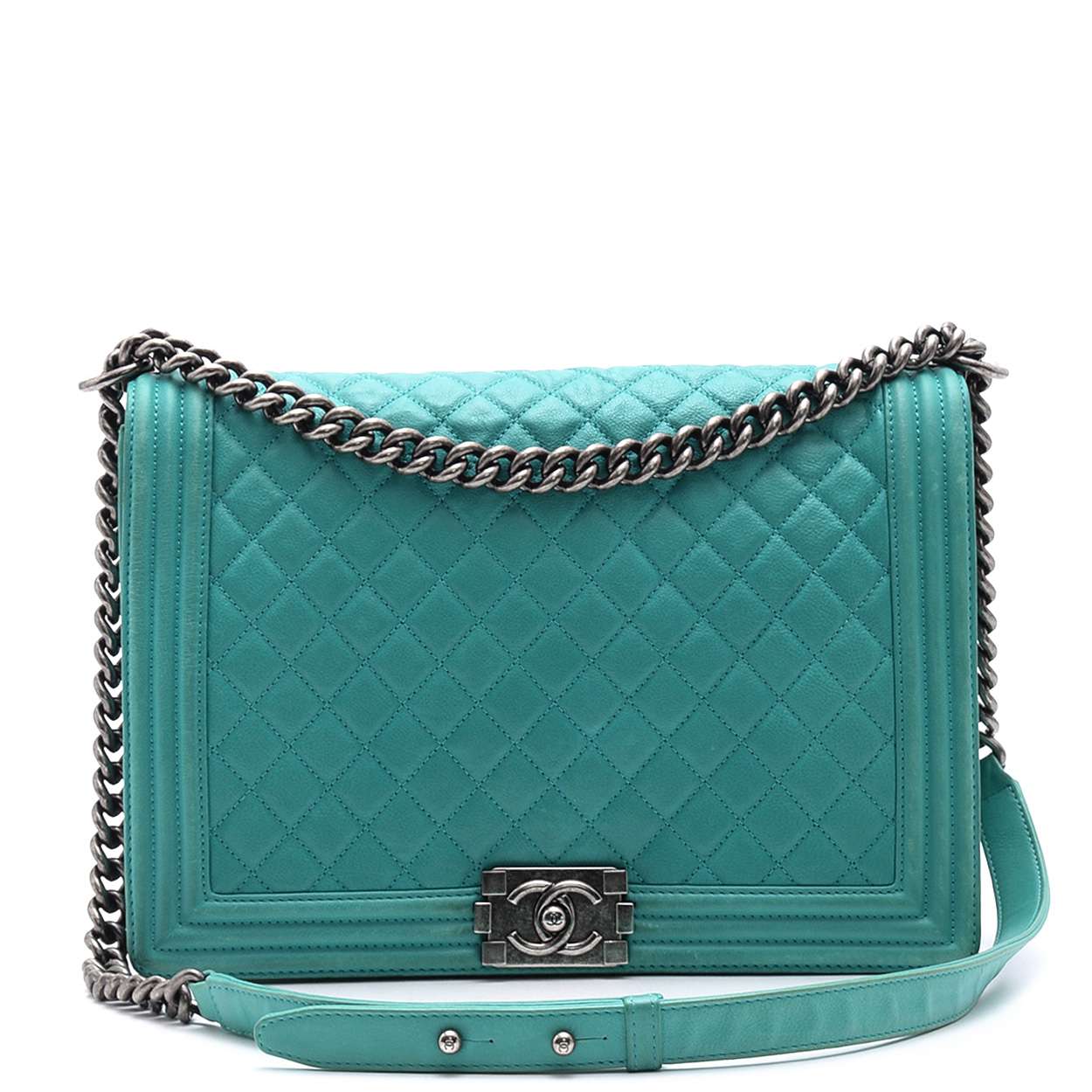 Chanel - Aqua Green Caviar Leather Large Le Boy Bag